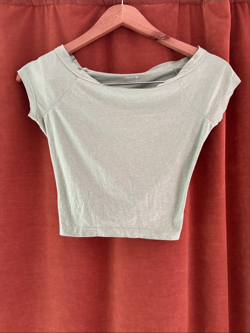 Old Navy Light Sage Cap Sleeve Cropped Top